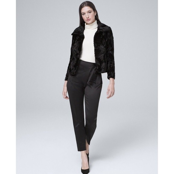 WHITE HOUSE BLACK MARKET Bow-Belt Satin Tapered Ankle Pants Size 8 - Picture 3 of 10